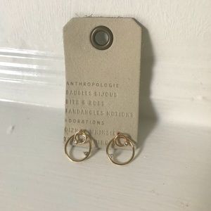 NWT Anthro gold mini hoop stud earrings